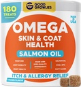 Omega 3 Tratamente cu ulei de pește din Alaska pentru câini (180 Ct) - Piele uscată & Itchy + Alergie - Haine strălucitoare - EPA&DHA Acid gras - Naturist Somon Oil Chews - Pui Turcia