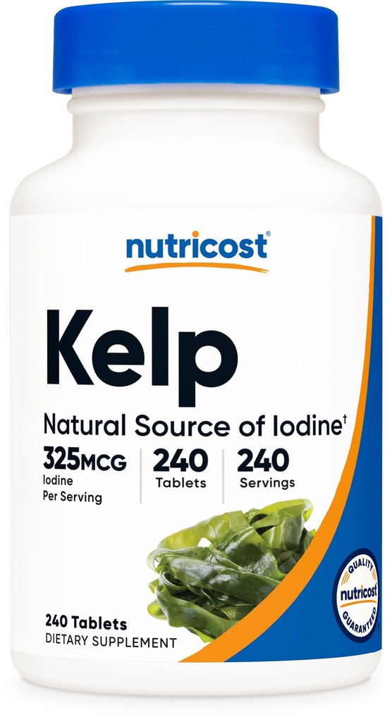 Nutricost Kelp comprimate, 325mcg de iod, 240 comprimate - non-GMO, gluten gratuit