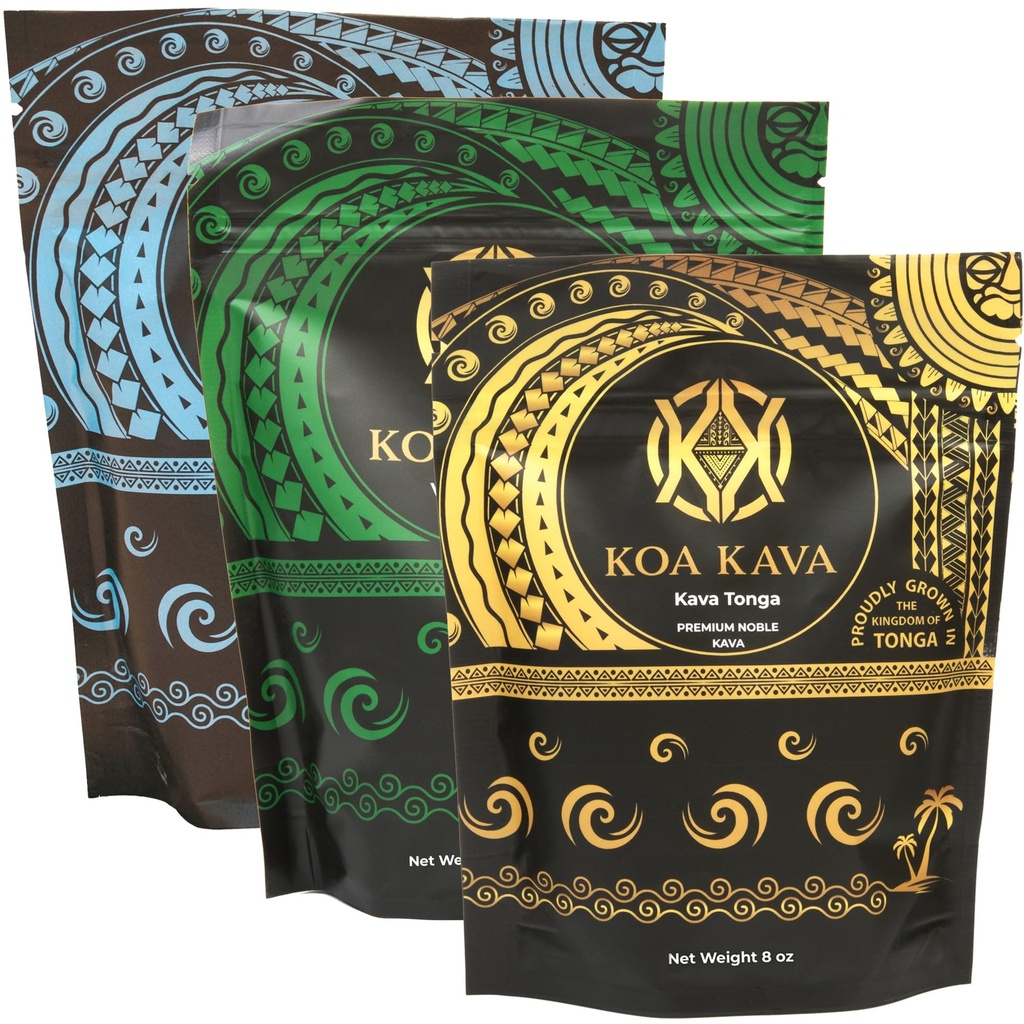 8 oz Koa Kava Bundle cu Tongan Premium, Fijian Waka și Vanuatu Waka Root Powder
