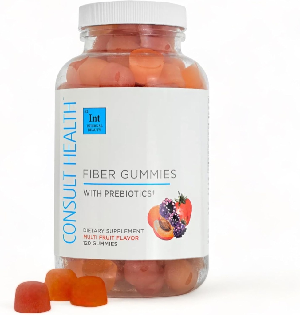 Consultanta Sanatate Fibra Supliment Gummies - Sugar Free Multi Fruit Flavor - 6g Prebiotic Plant based Fiber Blend - 120 Conte