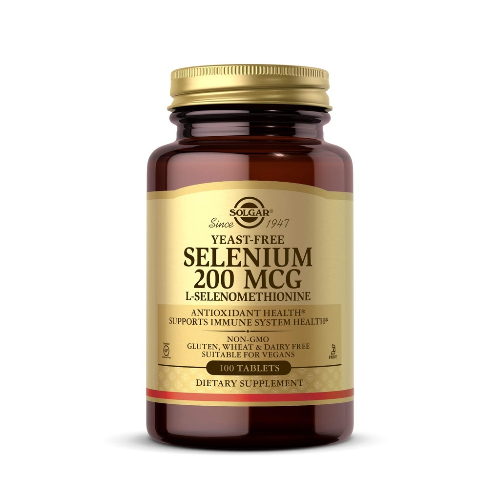 Solgar Seleniu 200 mcg 100 comprimate - Sprijină antioxidant și sistemul imunitar de sănătate - non-GMO Vegan Gluten Free Dairy Kosher - 100 Serviri, Nearomat, Standard Pachet