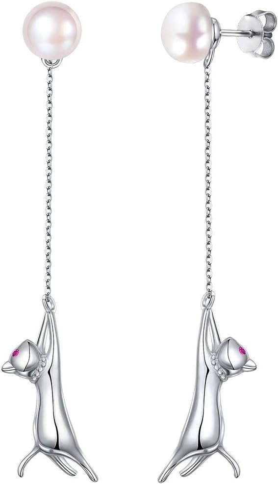 SILVERCUTE 925 Cercei de argint Sterling pentru femei, Pisică de argint/Dinozaur/Devil Horn/Leaf/Snake/Skeleton Diverse cercei Stud sau cătușe ureche