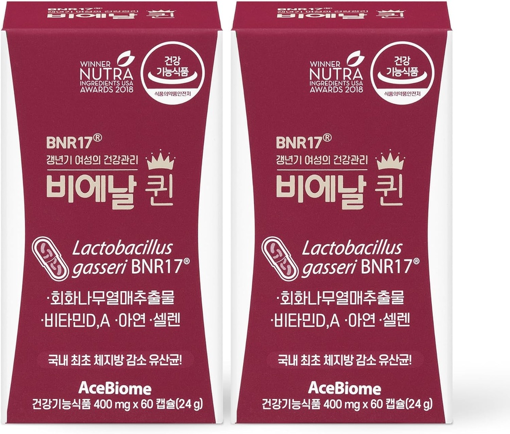 Bnr Queen, Menopauză suport Probiotic pentru femei, 10 miliarde CFU Garantat, Lactobacillus gasseri BNR17, 60Capsules x 2packs