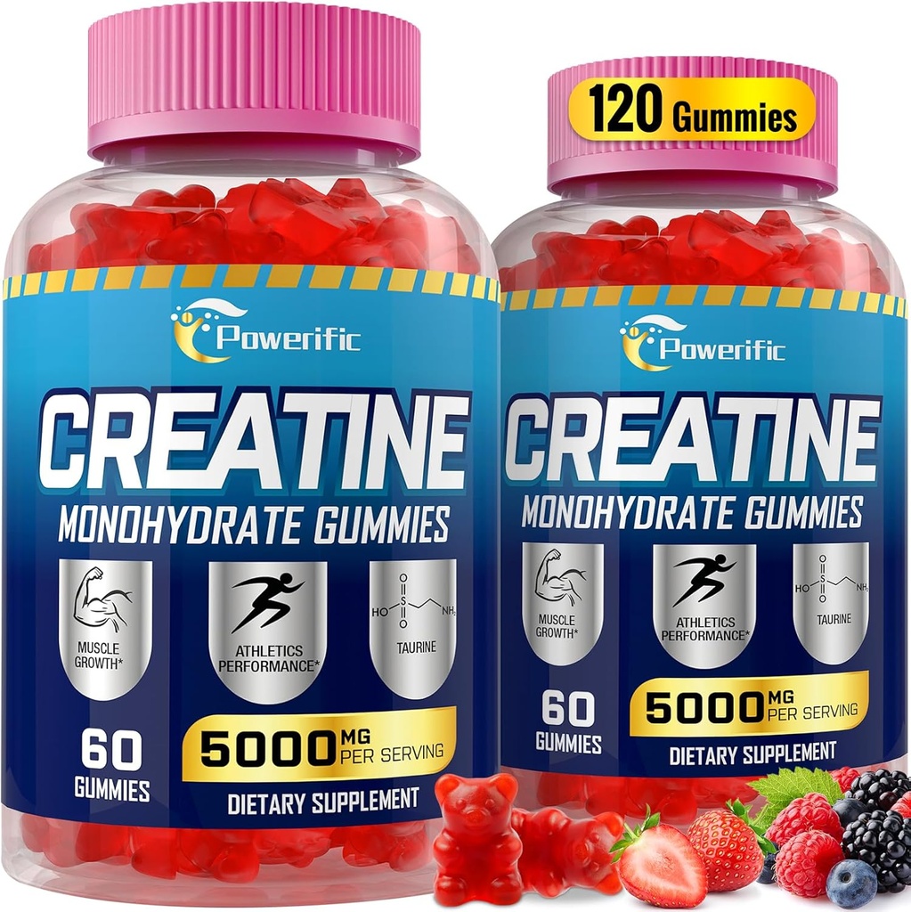Creatin Monohidrat Gume pentru barbati si femei Gume de antrenament pre cu taurină, vitamina B6 & B12 Creatină Monohidrat mestecabil pentru cresterea fortei, energie, rezistenta, musculare, organice (2 cutii)