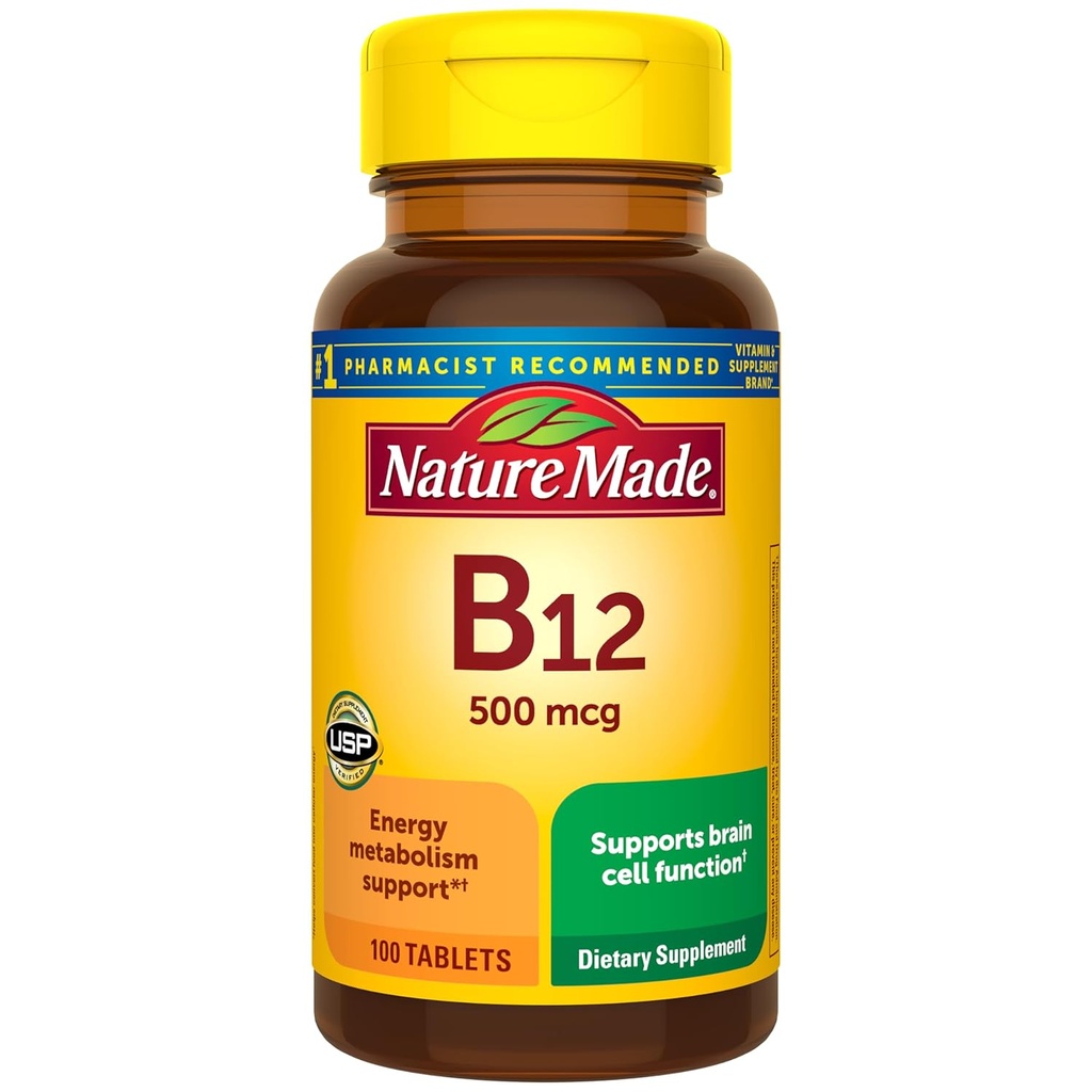 Natural Made Vitamina B12 500 mcg. Tablete 100 Ct