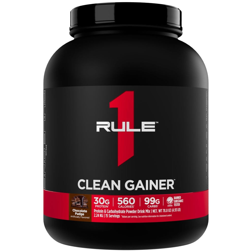 Regula 1 Gainer curat - Formula de mare-proteină Lean Gain cu 560 Calorii, 30g de proteine Full-Spectru, peste 90g carbohidrati, sub 6g de grăsime (15 serviri, ciocolată Fudge)