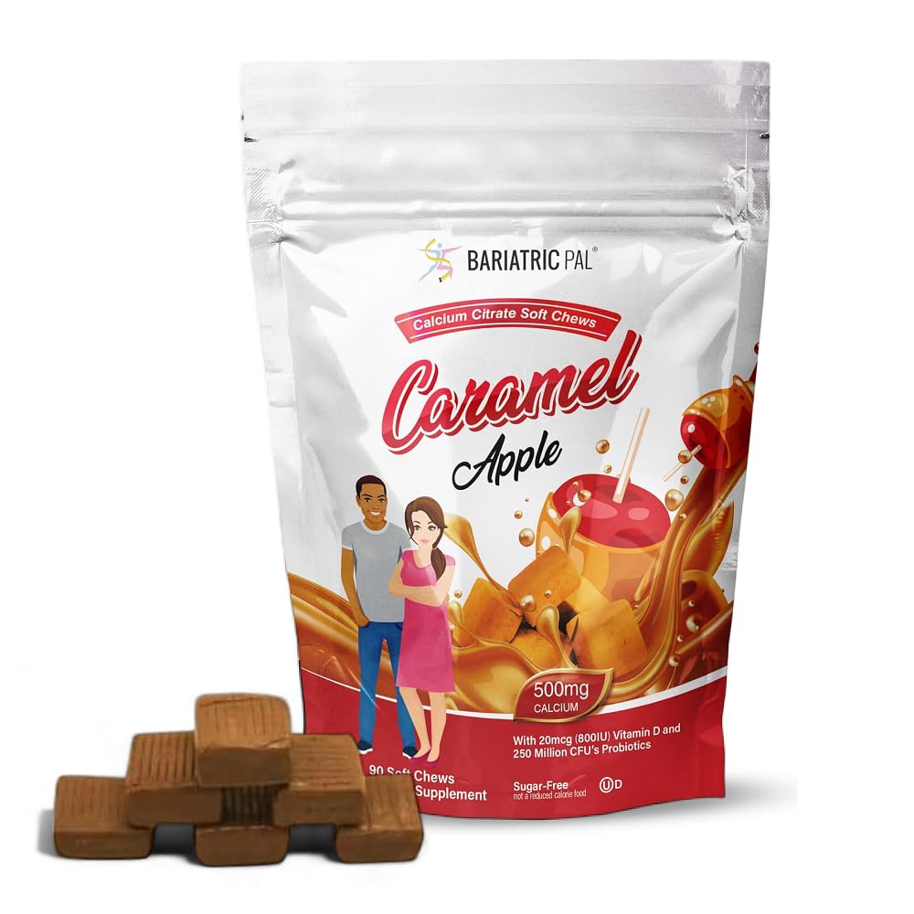 BariatricePalCitrat de calciu fără zahăr Chews Soft 500mg cu vitamina D & Probiotice 