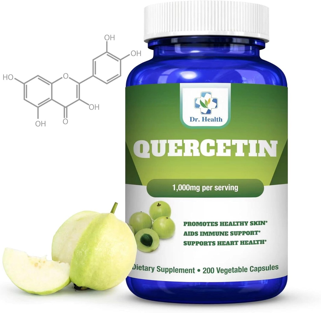 Querbetin 1000Mg 200 Capsule vegetariene Supliment alimentar (non-GMO,Gluten Free) Bioflavonoizi naturale sprijină sănătatea cardiovasculară, sănătatea respiratorie, suport Imunitatea și îmbătrânirea sănătoasă realizate în Statele Unite ale Americii