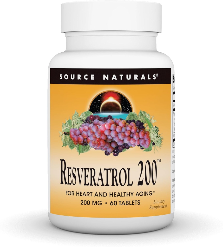Sursa Naturals Resveratrol, pentru inima si imbatranire sanatoasa* 200 mg - 60 comprimate