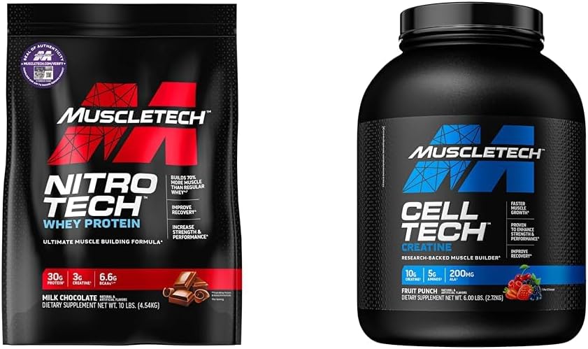 MuscleTech Whey Proteine pulbere Nitro-Tech Proteina Whey Izolat & Peptide & pudra hidrat Cell-Tech Creatina pulbere