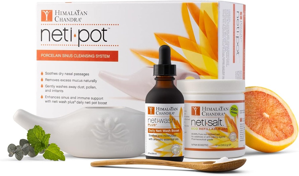Himalayan Chandra Neti Pot Complete Sinus Curatenie sistem Starter Kit