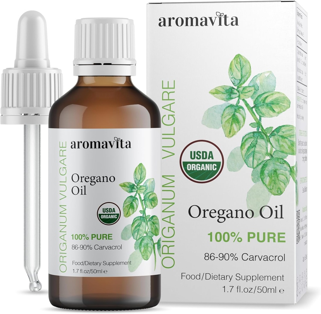 Ulei organic esential de Oregano-100% ulei pur nediluat Greek Oregano cu Carvacrol - Peste 86%, non-GMO, extra puterea Oregano ulei lichid picaturi organice, 1.7 FL.OZ/50ml