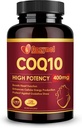 CoQ10 400mg Softgels cu Omega 3 & PQQ, puternic antioxidant pentru Heart Health & Energy Production, 120 Conte