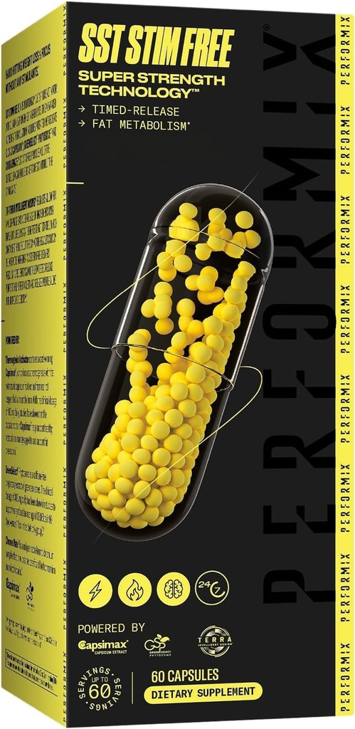 PERFORMIX SST Stim Free Super Putere Tehnologie - non- Stimulant, Timed-Released Energy Booster - L-Carnitina & Ashwagandha - Pre Workout Supliment, Obiective de fitness pentru bărbați și femei - 60 capsule