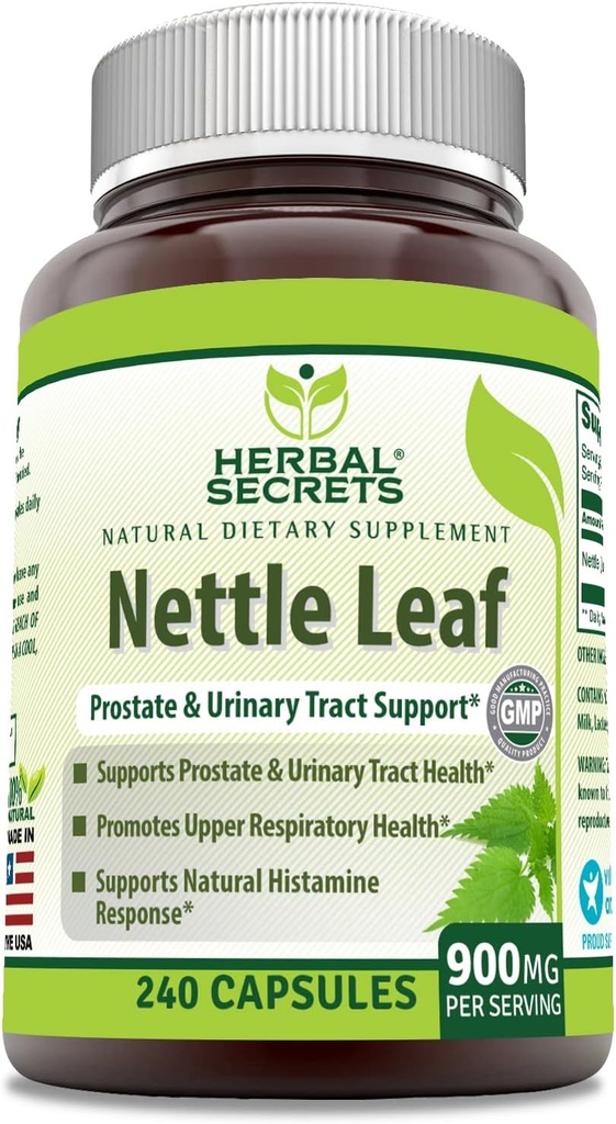 Secrete vegetale Nettle Leaf 900 Mg Per Servire 240 Capsule Supliment - Suporturi tract urinar și prostată -Suporturi de sănătate respiratorie superioară