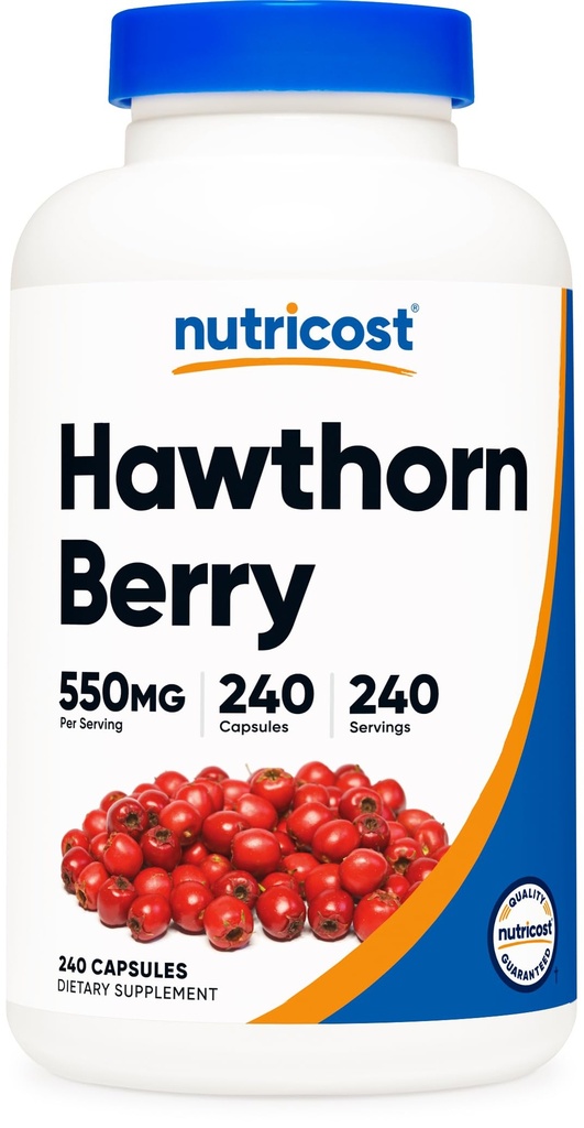 Nutricost Hawthorn capsule Berry 550mg, 240 capsule, vegetarian prietenos, non-GMO & Gluten gratuit
