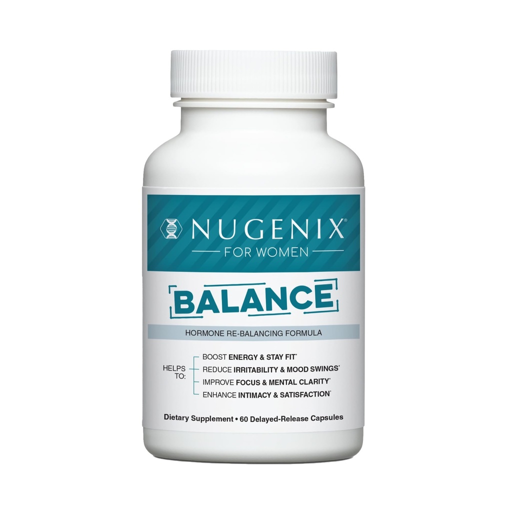 Nugenix pentru femei echilibru - Hormon echilibru pentru femei, Boost Energy, Îmbunătățește Focus & Claritatea mintală, Restaurare echilibru hormonal, Menopause, Ashwagandha KSM-66, Turmeric, Vitamina D, DIM, 60 Conte