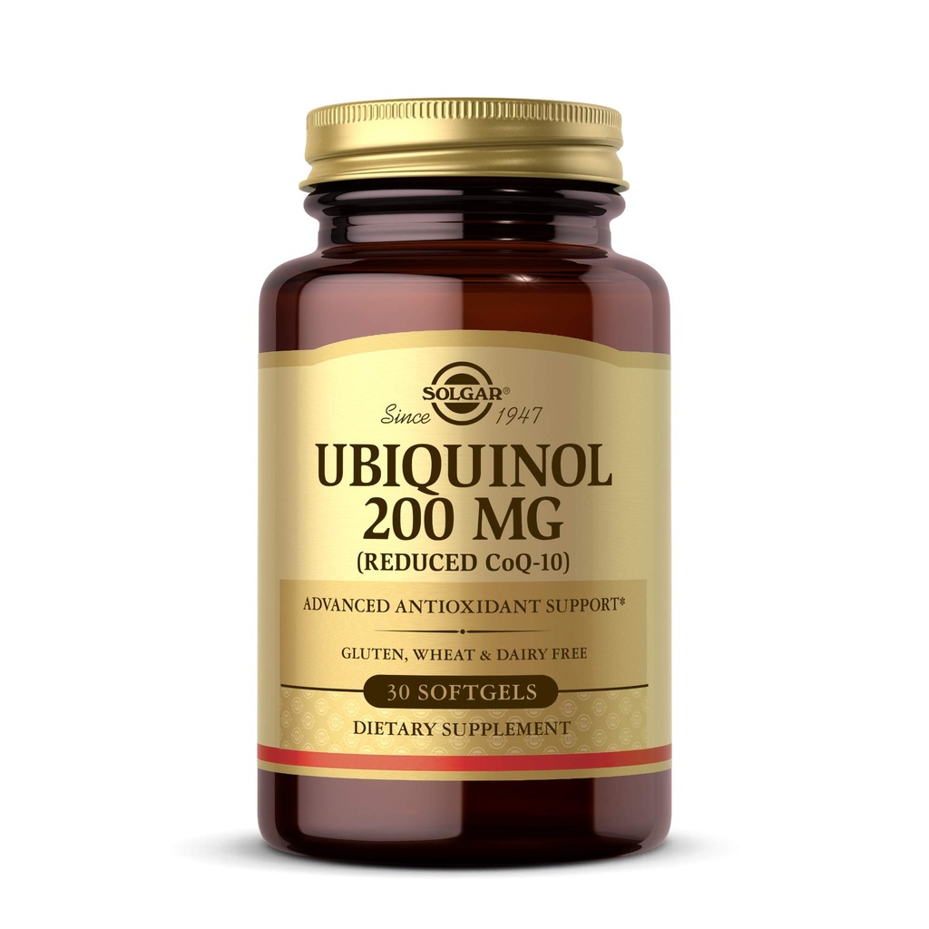 Solgar Ubichinol 200 mg (Redus CoQ-10), 30 Softgels - Promovează Heart & Brain Function - Sprijină Îmbătrânirea sănătoasă - Coenzima Q10 - Suplimentul Ubichinonă - Gluten Free, Dairy Free - 30 Servings
