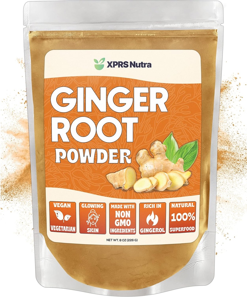 XPRS Nutra Ginger Powder - Premium sol Root Pudră de ghimbir cu aroma picant potent - praf de ghimbir sol - Vegan prietenos Sustenabil crescut praf de ghimbir (8 Once)