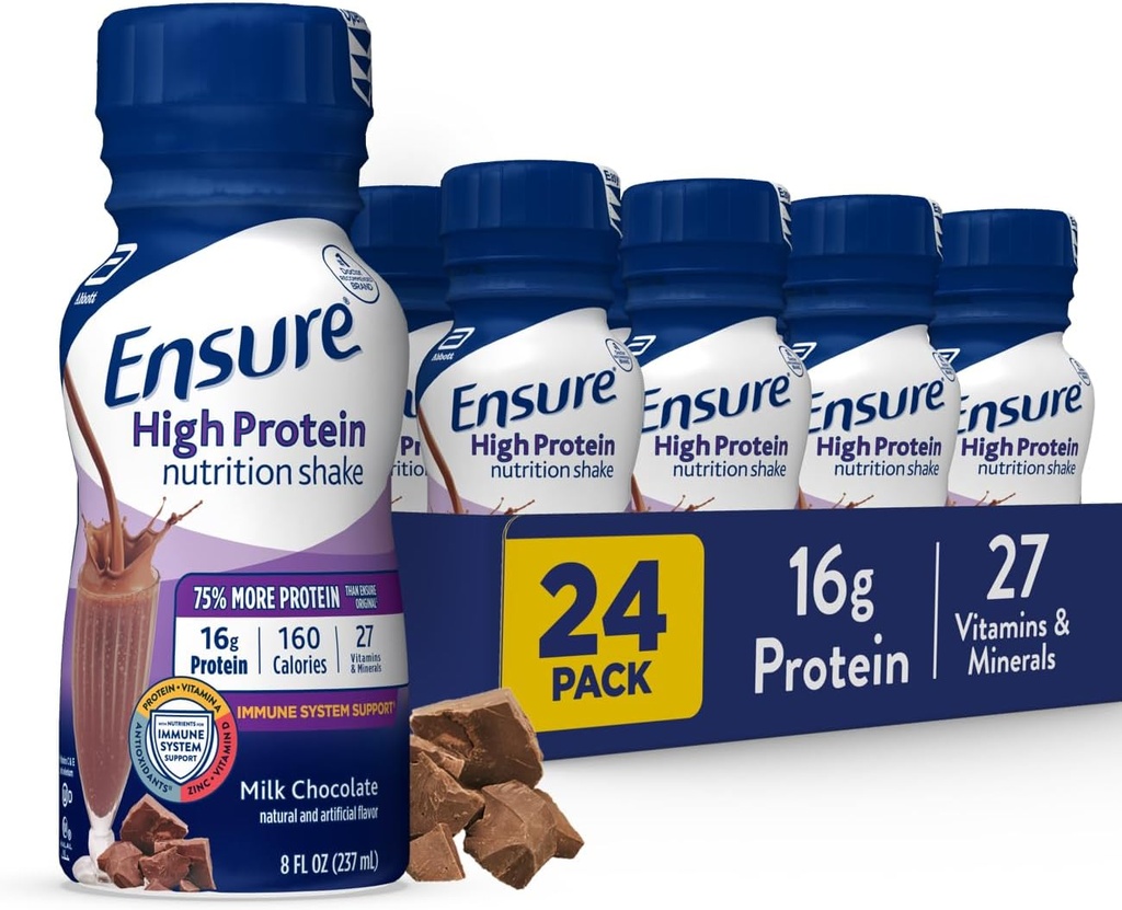 Asigurați-vă proteine ridicate lapte de ciocolată Nutriție Shake, gata de băut, 16g proteine și 27 vitamine și minerale, 8 fl oz, 24 Pack