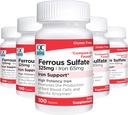 Cality Choice Iron 65 mg (325 mg Ferous Sulfate) Suplimente de suport pentru fier cu potenţă mare în 100 flacoane de numărare (5 cutii)