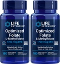 Extensie de viaţă Folat optimizat (L-metilfolat) 1700 mcg DFE, 180 Veg comprimate (Pachet de 2)