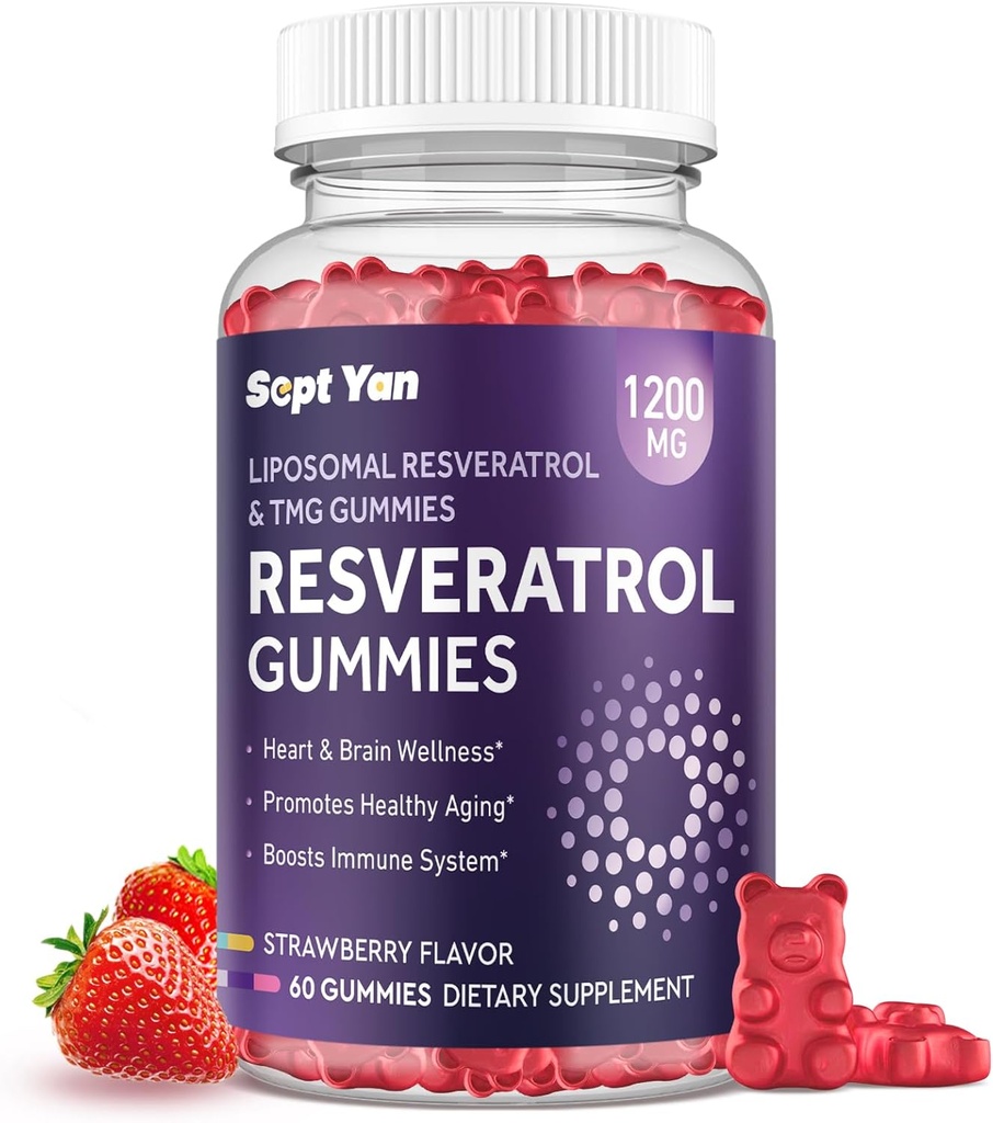 Liposomal NAD Resveratrol Supliment Gumries 1200mg cu NAD+, Querbetin, TMG, Pterostilbene, extract de vin rosu, Antioxidant, imbatranire sanatoasa, Reparatii Cellulare, Energie, Functia Creier - 60 Gume