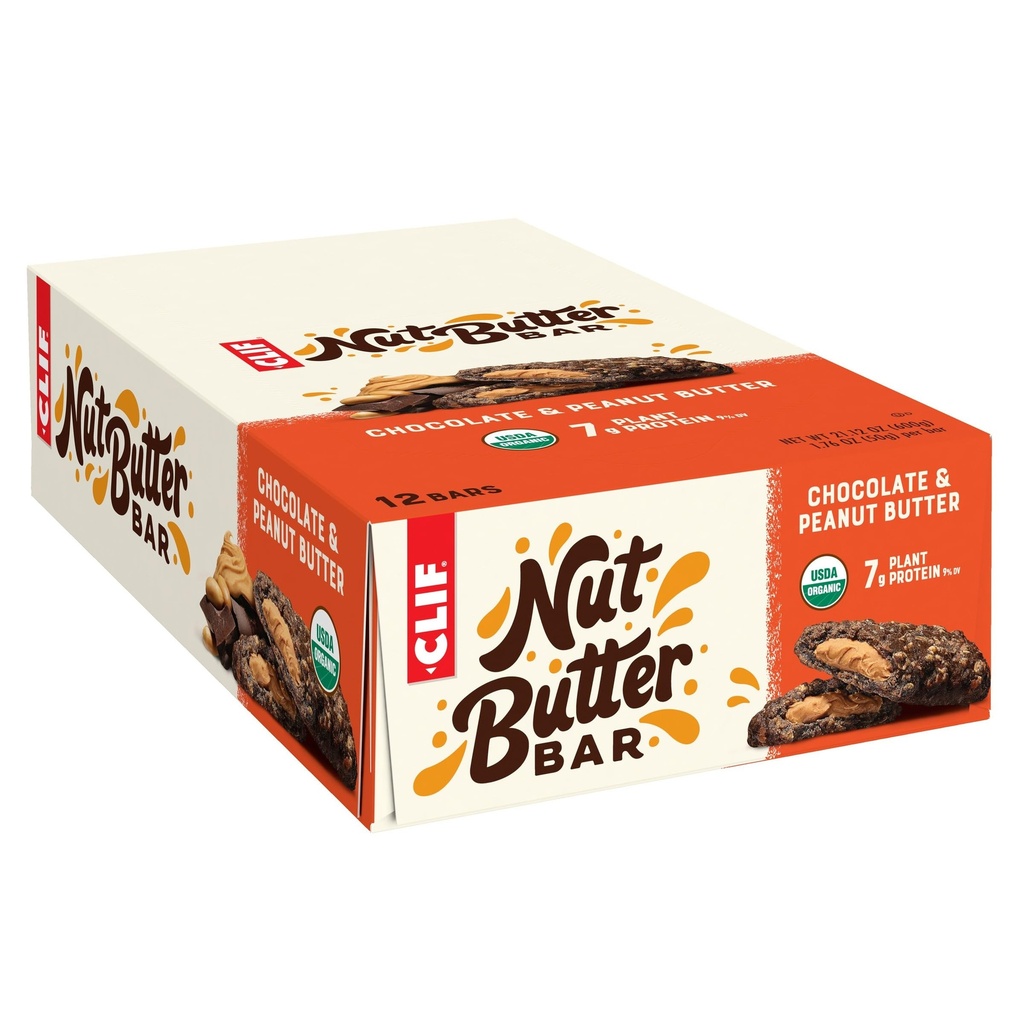 Clif Bar - Nut Butter Bar - Snack Bars organice - Unt de arahide de ciocolată - Organic - Proteina plantelor - Non-GMO (1,76 Ounce Proteine Snack Bars, 12 Conte)