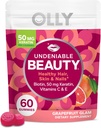 OLLY Gummy de frumusete de necontestat, Pentru par, Piele, Nails, Biotina, Vitamina C, Keratina, Supliment masticabil, Grapefruit, 30 zile de aprovizionare - 60 Conte