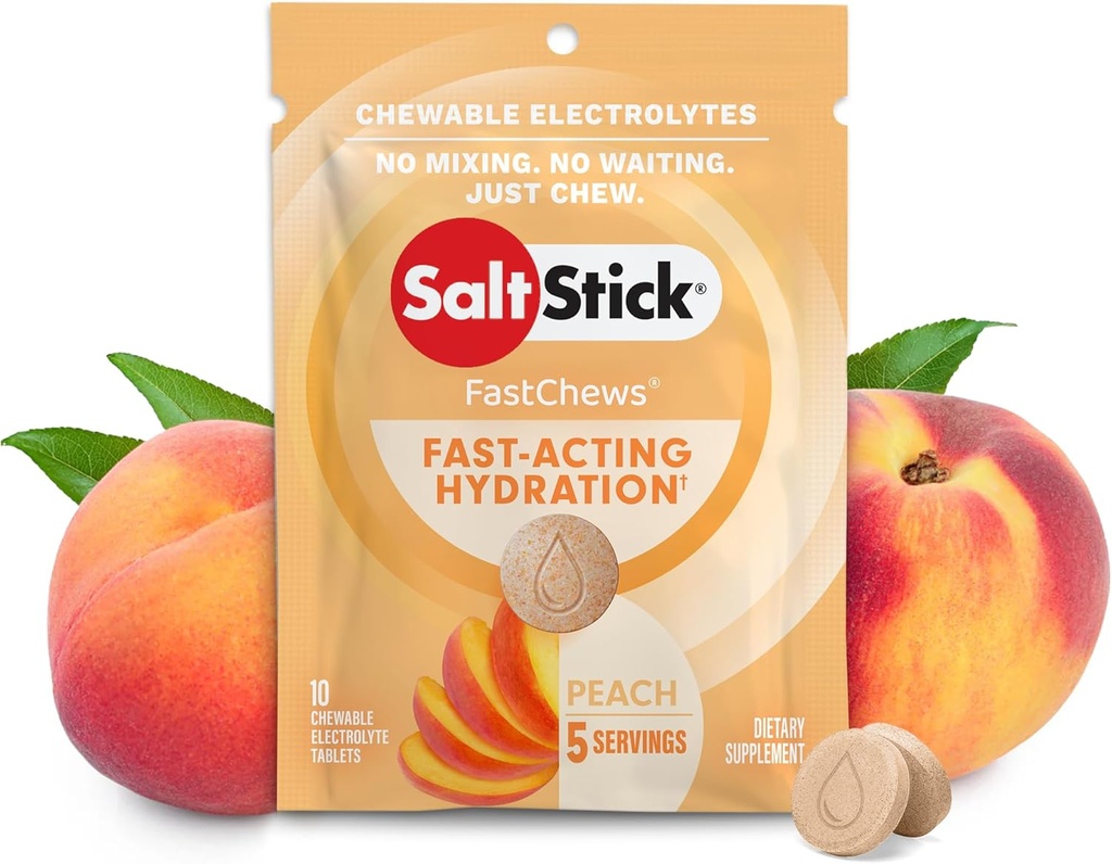SaltStick Fastchew Electrolit comprimate de înlocuire pentru rehidratare, Pachet de 10 comprimate, Peach, 10 Conte (7201761)