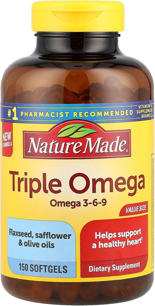 Triple Omega 3-6-9, 150 Softgels valoare dimensiune, Supliment Omega pentru sanatatea inimii