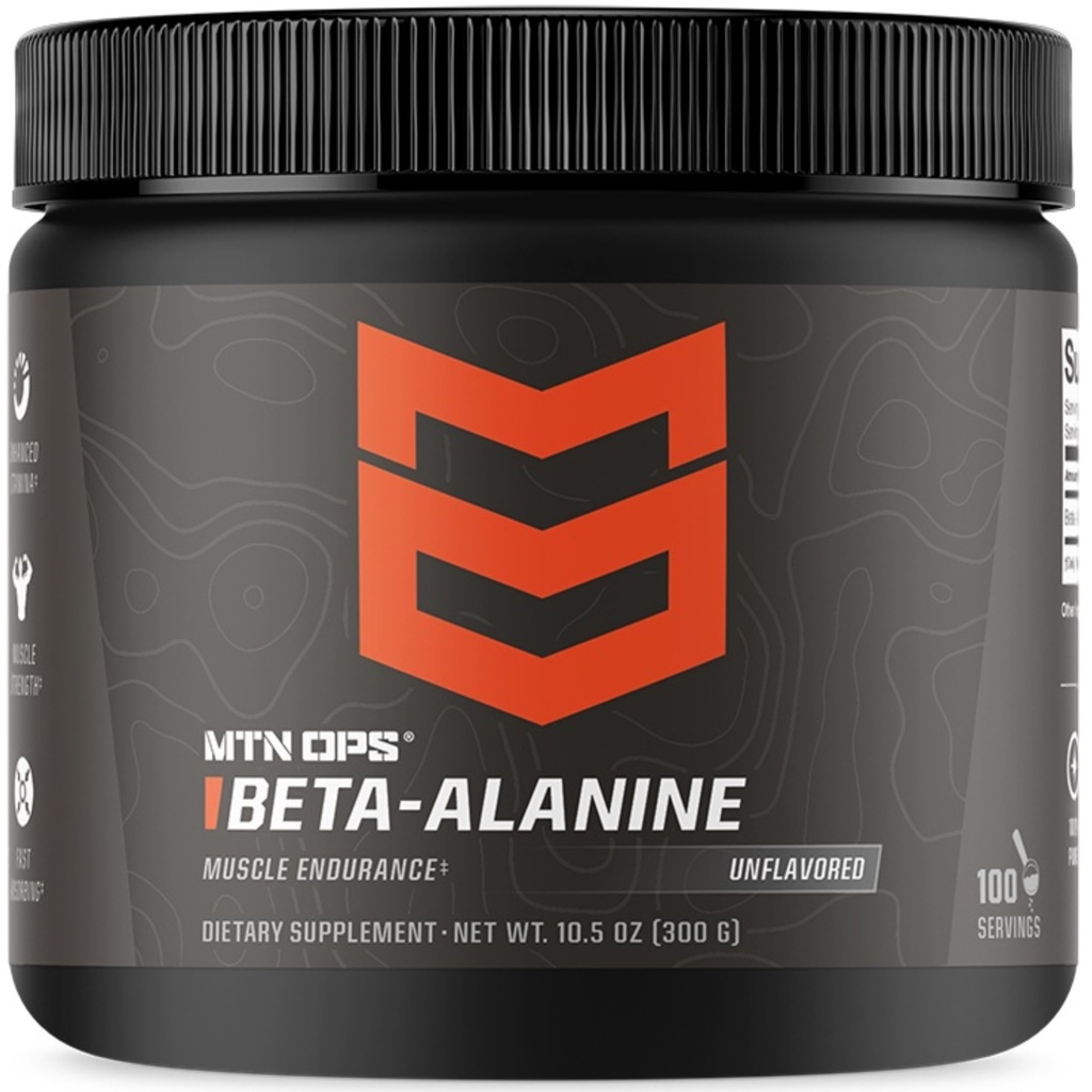 MTN OPS Beta Alanine Powder Pre Workout pentru rezistenta musculara & Putere, 3g de Beta Alanina per Serving, Neflavorat 100 Serviri