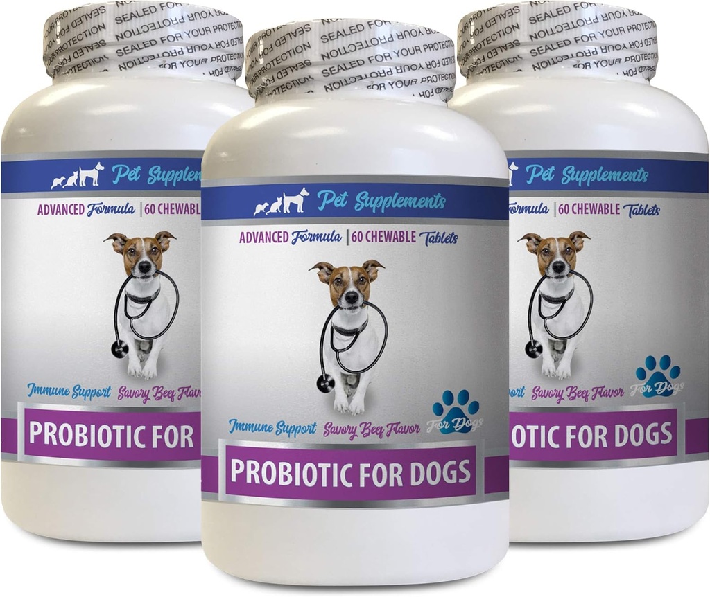 Diaree de câine bun și bun - PROBIOTICS pentru câini - Sanatos Gut - Stop diaree de gaze si respiratie proasta - Boost digestiv - Probiotice câine - 3 sticle (180 tratează)