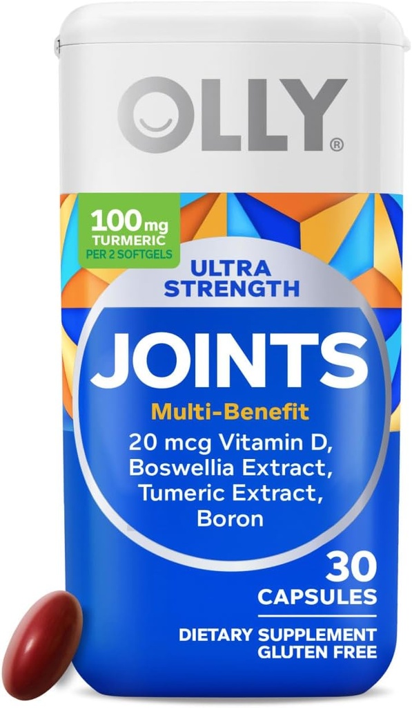 OLLY Ultra Joint Softgels, Extract Boswellic, Turmeric, Vitamina D, Bor, 30 zile de aprovizionare - 30ct