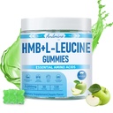 HMB și L-Leucine Gummies, 3000mg, cu Trehalose, pentru creștere musculară, ajutor muscular și recuperare antrenament, pentru adulți și bătrâni, non-GMO, Vegan, gluten gratuit, Apple Flavor, 120