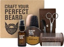 Fiecare om Jack Beard Grooming Kit pentru bărbați - Include ulei de barbă de santal și barbă Balsam, periuță de barbă, pieptene din lemn cu două fețe, foarfece și pieptene mustață
