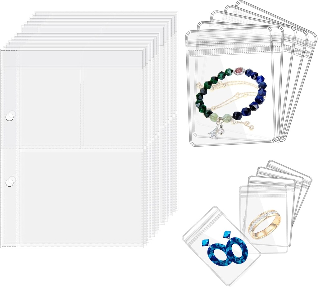 Bijuterii de călătorie Organizator caz bijuterii transparent carte Binder sac pentru cercei, inele, colier, brățară, pagini interioare și pungi