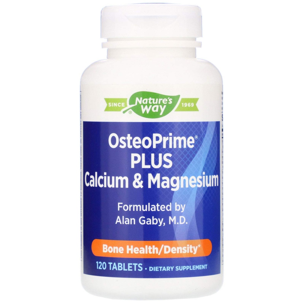 Natura's Way OsteoPrime PLUS Calciu & Magneziu, sprijină sănătatea osoasă și funcția musculară*, cu vitamine D3 & K2, Vegetarian, 120 comprimate