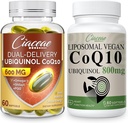 Liposomal CoQ10 800mg 1PCS Bundle with Ubichinol CoQ10 600 MG Softgels with Omega-3 & Shilaj & PQQ 1PCS