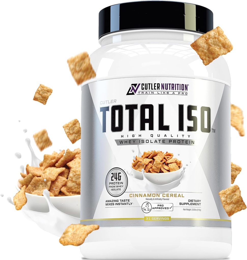 Total ISO Whey Izolat Pulbere de proteine: Cel mai bun Tasting Whey Proteine Shake Featuring 100% Whey Proteine Izolate, Perfect post Workout Proteine pulbere Mix și de schimb de masă băutură, Cinna Cereal, 2 Lire