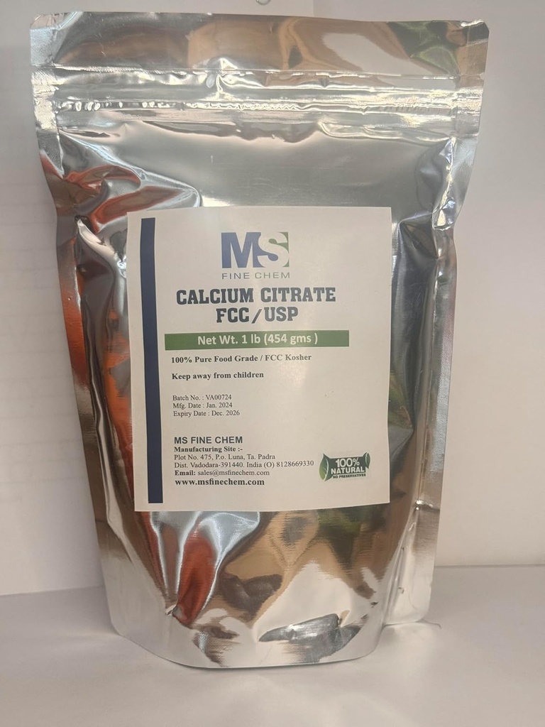 Pulbere pentru citrat de calciu - Supliment pentru citrat de calciu, Citrat de calciu 1000 mg - Gluten Free, 4500 mg (1000 mg calciu) per Serving - 1 lb