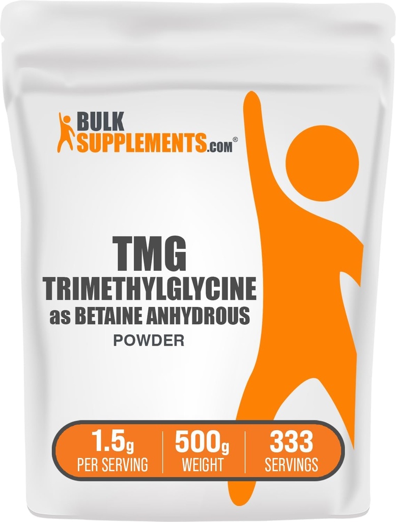 BulkSupplements.com TMG pulbere - Trimethylglicine ca Betaine Anhydrous, TMG Supliment - Neflavorat & Gluten gratuit, 1,5g per Serving, 500g (1.1 lbs) (Pachet de 1)