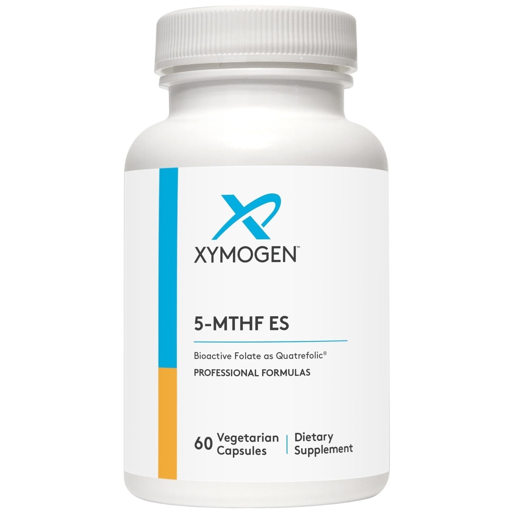 XYMOGEN 5-MTHF ES - 17.000 mcg DFE - Bioactive Folate Supplement as Quatrefolic - Mood, Cardiovascular + Methylation Support - Vitamin B Metil Folate as L Metilfolat (60 capsule)