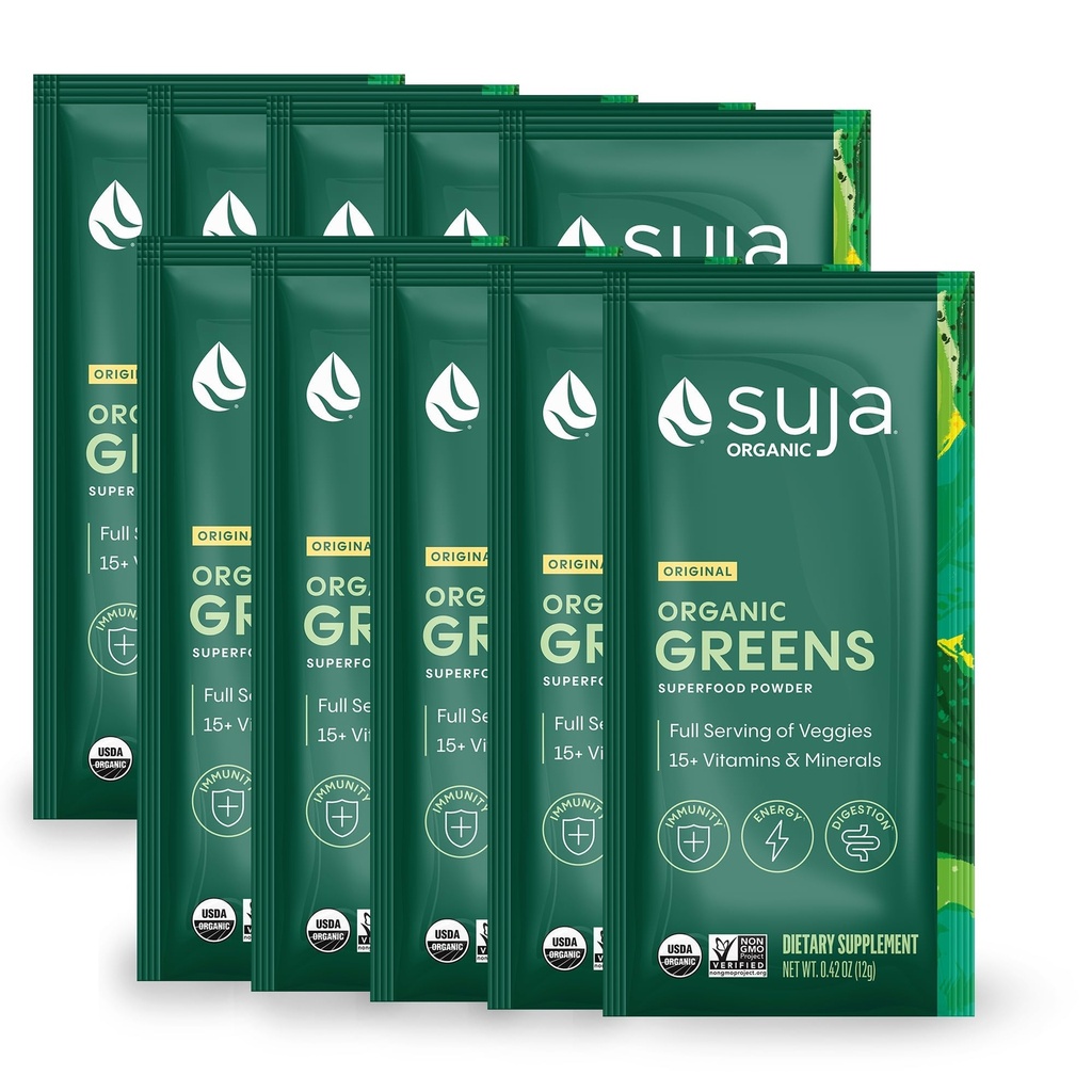 Suja Organic Greens Powder Probiotic Blend, Spirulina, Daily Superfood Drink sau Smoothie Mix pentru Immune Support, Digestion, & Energy, Vegan, Gluten Free, Non OMG, 10 Serviri