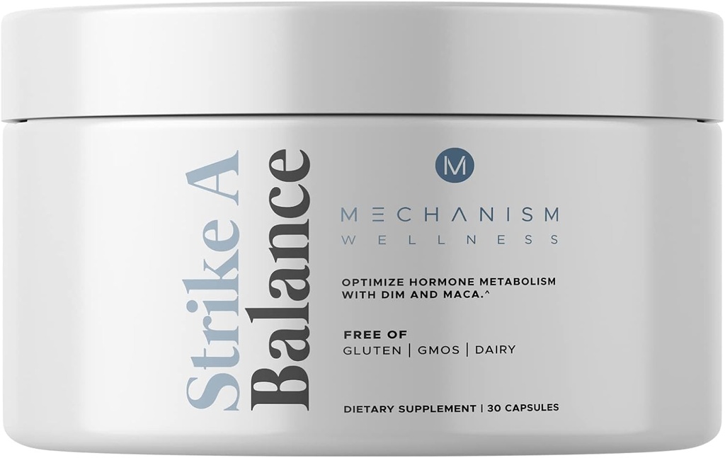Strike A Echilibrul Hormonal Suplimente cu DIM Maca Energie Metabolizare Stare de prostată PMS Menopauza suport non-GMO, 30 Capsule