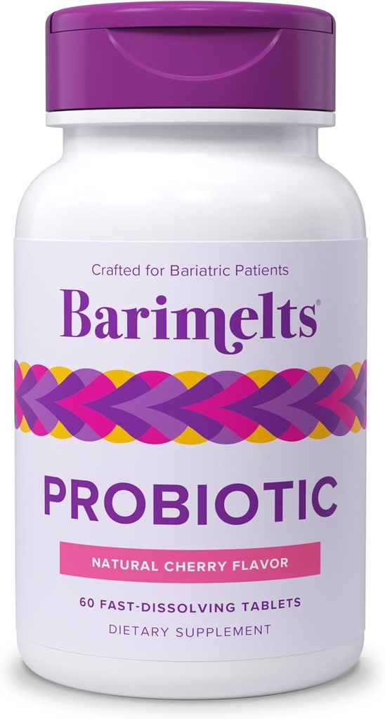Barimelts Probiotic, 5 Miliarde de CFU - 60 comprimate de eliminare rapidă (2-Luna de aprovizionare) - Probiotice fără zahăr pentru femei, Sprijini sănătatea gut după chirurgie bariatrică, Aroma de cireșe naturale
