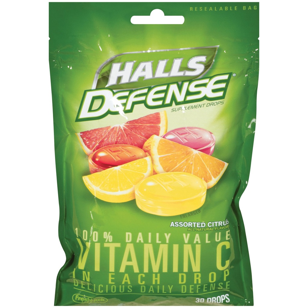 Halls Defense Vitamina C, 30-conte (Pachet de 6)