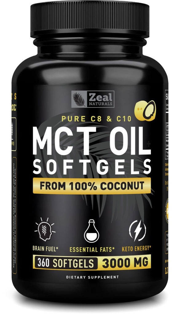 Capsule de ulei pur MCT (360 Softgels 