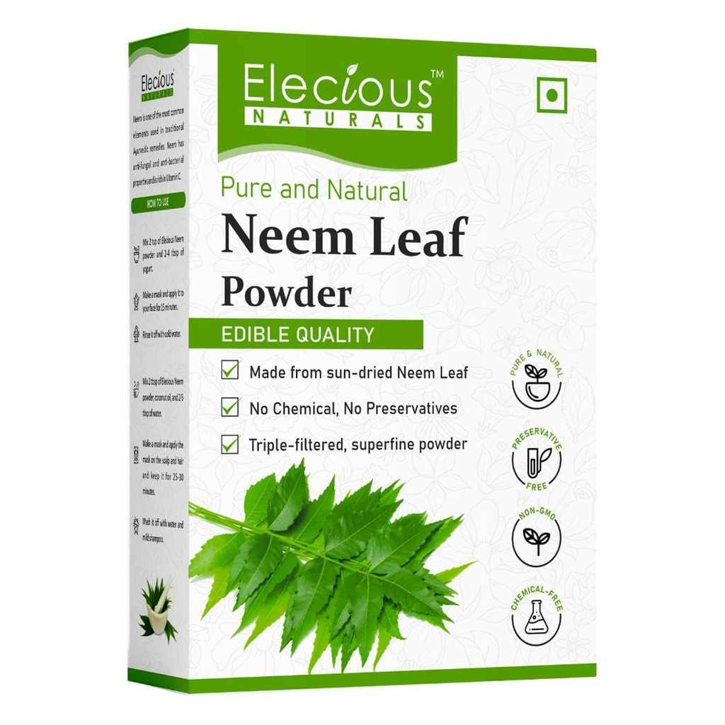 100% Natural Neem Powder Margosa, Azadirahta Indica Leaf Powder Ideal pentru fata Pack si par chimice Free Hair Cleanser pentru par sanatos 200gm