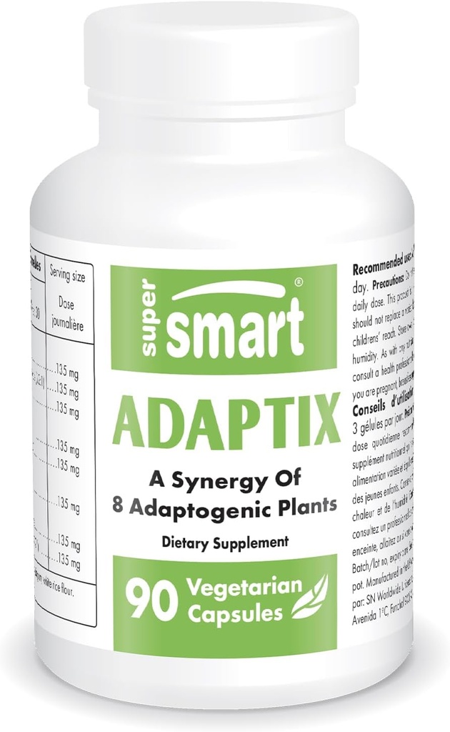 Supersmart Adaptix (Forma avansata) - 8-in-1 extracte de plante - Adaptogen Herbs with Ashwagandha, Astragalus, Ginseng, Reishi 